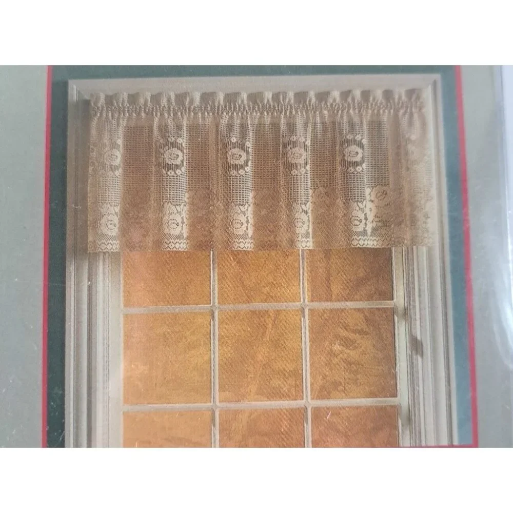 NEW Vintage Black Knit Lace Valance USA Made Gothic Victorian Cottage 80x18